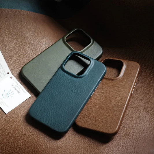 Magsafe Italian Minerva Box Genuine Leather Case for iPhone 14